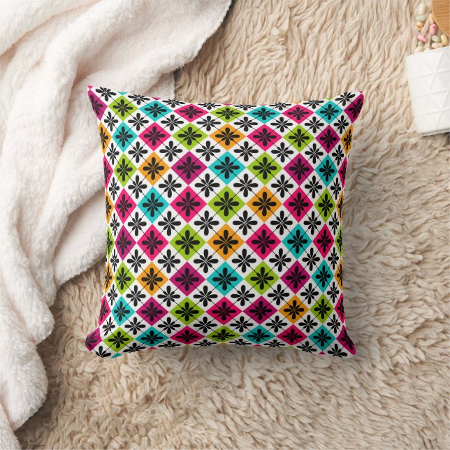 Colourful Argyle and Floral Pattern Jumbo Pillow (Blanket)
