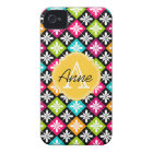 Colourful Argyle Floral Pattern Monogram Name