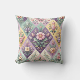 Colourful argyle pastel Easter/Spring Throw Pillow