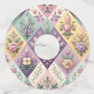 Colourful argyle pastel Easter/Spring Wine Glass Tag