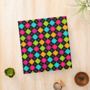 Colourful Argyle Pattern 1 Inch Binder