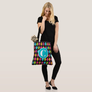 Colourful Argyle Pattern Personalized Tote