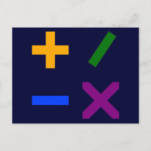 Colourful Arithmetic Symbols Postcard