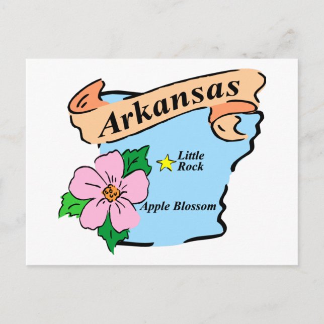 Colourful Arkansas Map Gifts and Tees Postcard (Front)