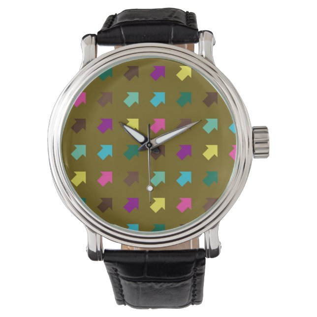Colourful Arrows Modern Geometric Pattern Watch (Front)