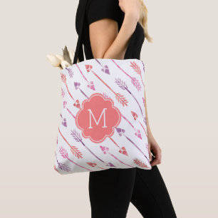 Colourful Arrows Pattern Monogrammed Tote Bag