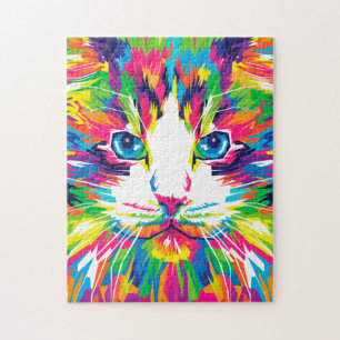 Colourful Art Aesthetic Cat Pictures Cat Art Abstr Jigsaw Puzzle