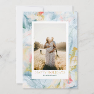 Colourful Art Christmas Holiday Photo Greeting Car Card