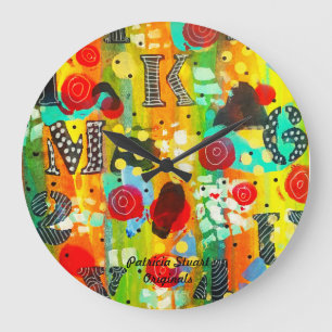 Colourful Art Clock by Patricia Stuart Originals