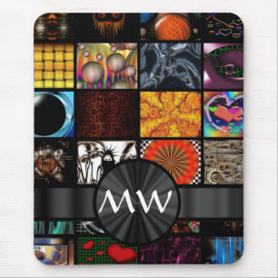 Colourful art collage abstract mouse pad
