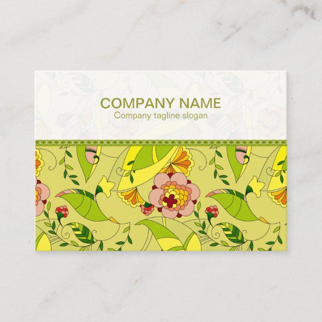 Colourful Art Deco Floral Collage Business Card (Front)