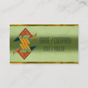 Colourful Art Deco Glass Business Card