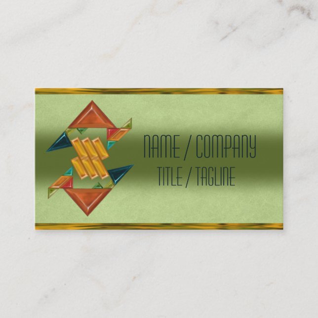 Colourful Art Deco Glass Business Card (Front)