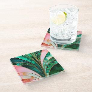 Colourful Art Deco Glass Coaster