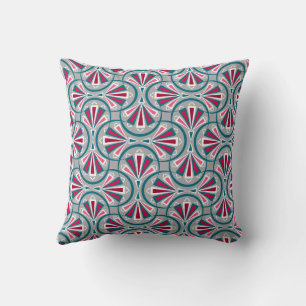 Colourful art deco pattern. throw pillow