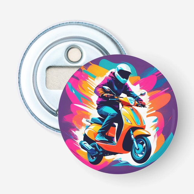 Colourful Art Depiction of a Person Riding Bottle Opener (Front)