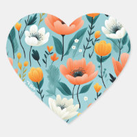 Colourful art flowers-aqua, white, peach, yellow,