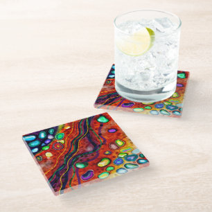 Colourful Art   Glass Coaster