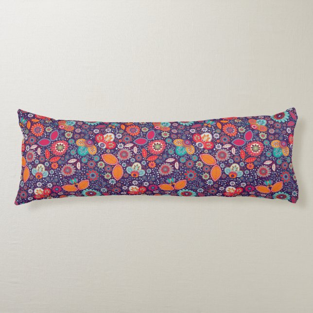 Colourful Art Illustration Nature Floral Pattern Body Pillow (Front)