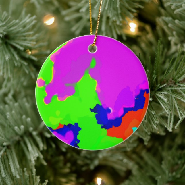 Colourful Art Multicolor Abstract Splash Unique Ceramic Ornament (Tree)