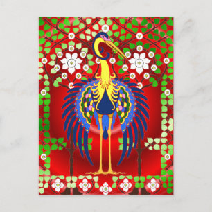 Colourful Art Nouveau Crane Postcard