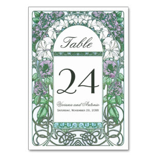 Colourful Art Nouveau Vintage Wedding Table Table Number
