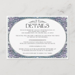 Colourful Art Nouveau Wedding Details Card (Set #8