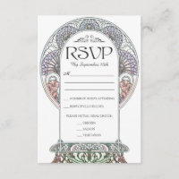 Colourful Art Nouveau Wedding RSVP Cards (Set #3)