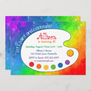 Colourful Art Party, Paint Palette Invitation