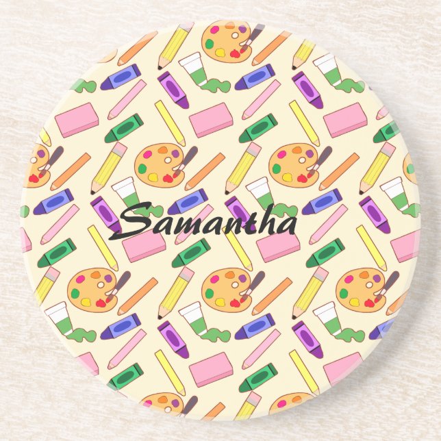 Colourful Art Supplies Coaster (Front)