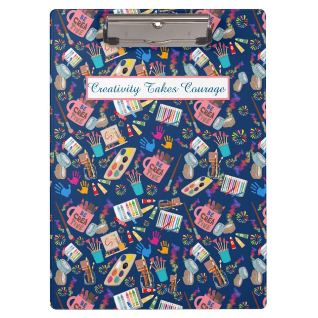 Colourful Art Supplies Creative pattern for Artist Clipboard (Front)