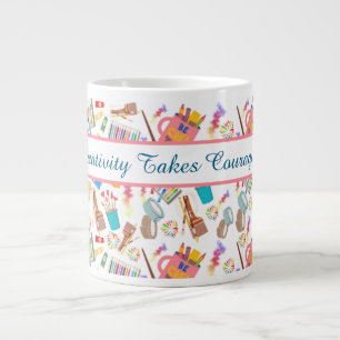 Colourful Art Supplies Creative pattern for Artist Large Coffee Mug