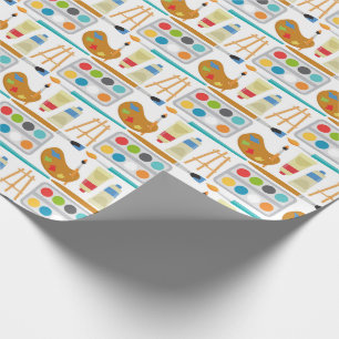 Colourful Art Supplies - Fun Painting Pattern Wrapping Paper