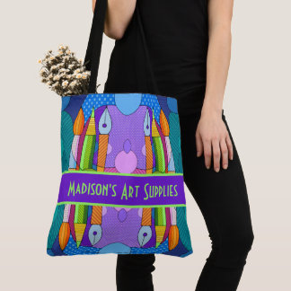 Colourful Art Supplies, Personalized Tote Bag