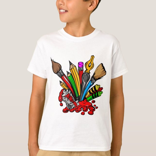 Colourful Art Supplies T-Shirt (Front)