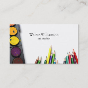 Colourful Art Teacher Paint & Supplies Design Business Card