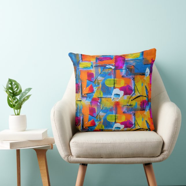 Colourful Art Throw Pillow (Chair)