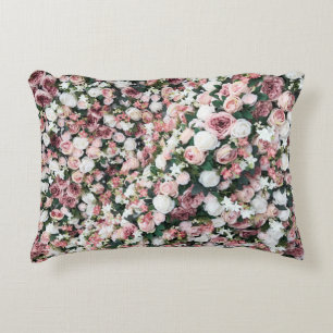 Colourful artificial flowers: vibrant background accent pillow