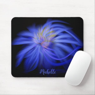 Colourful Artisan Blue Black Abstract Fractal Art Mouse Pad