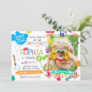 Colourful Artist Invitation with Paint Stains