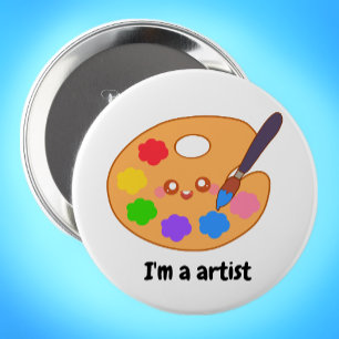 Colourful Artist Paint Palette 4 Inch Round Button