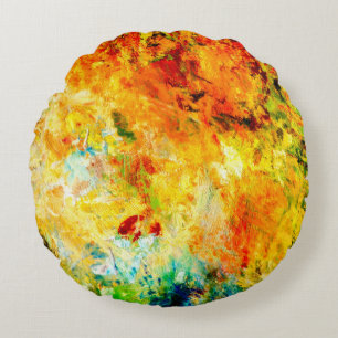 Colourful Artist Palette Round Pillow