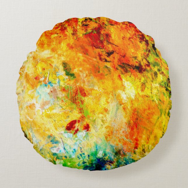 Colourful Artist Palette Round Pillow (Front)