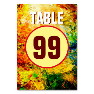 Colourful Artist Palette Table Number
