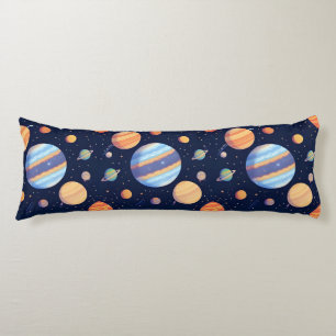 Colourful Artistic Depiction of Planets and Stars Body Pillow