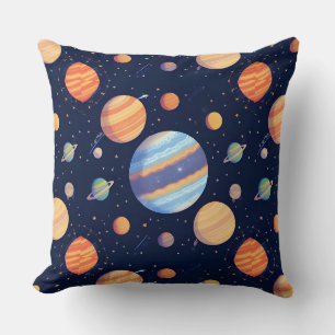 Colourful Artistic Depiction of Planets and Stars Throw Pillow