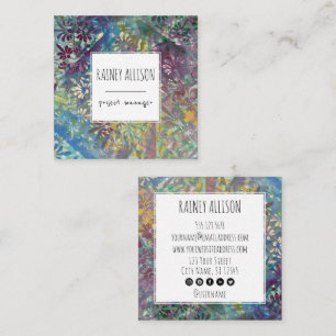 Colourful Artistic Funky Style with Social Icons Square Business Card