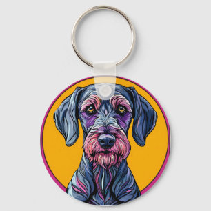 Colourful Artistic Illustration of a Dog Against V Keychain