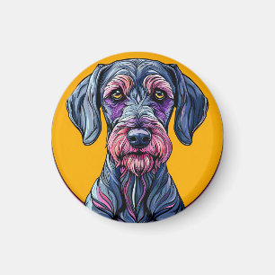 Colourful Artistic Illustration of a Dog Against V Magnet