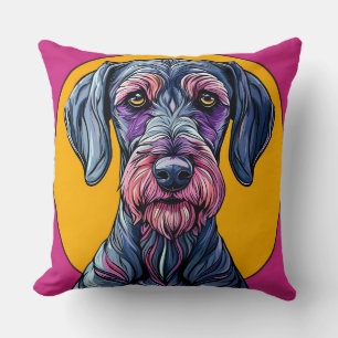 Colourful Artistic Illustration of a Dog Against V Throw Pillow